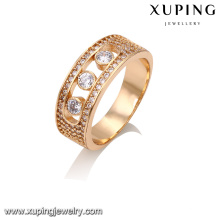 14295 joyas de imitación de lujo Xuping noble redondo 18k anillos de dedo de boda chapado en oro con diamante CZ sintético